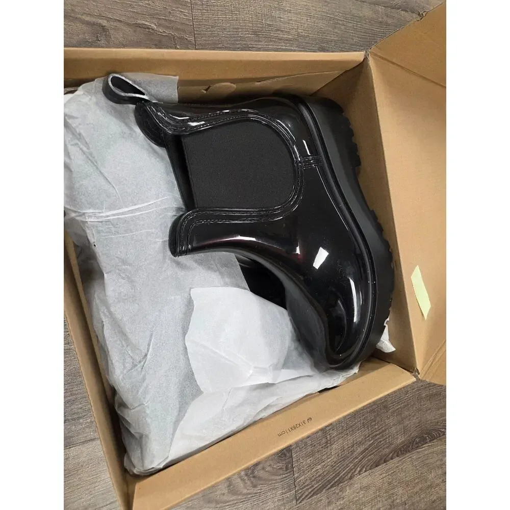 Matisse Beach Penny Bootie Size 9 Solid Black Rain Winter Boots Lug Pull On 10M - Picture 4 of 4